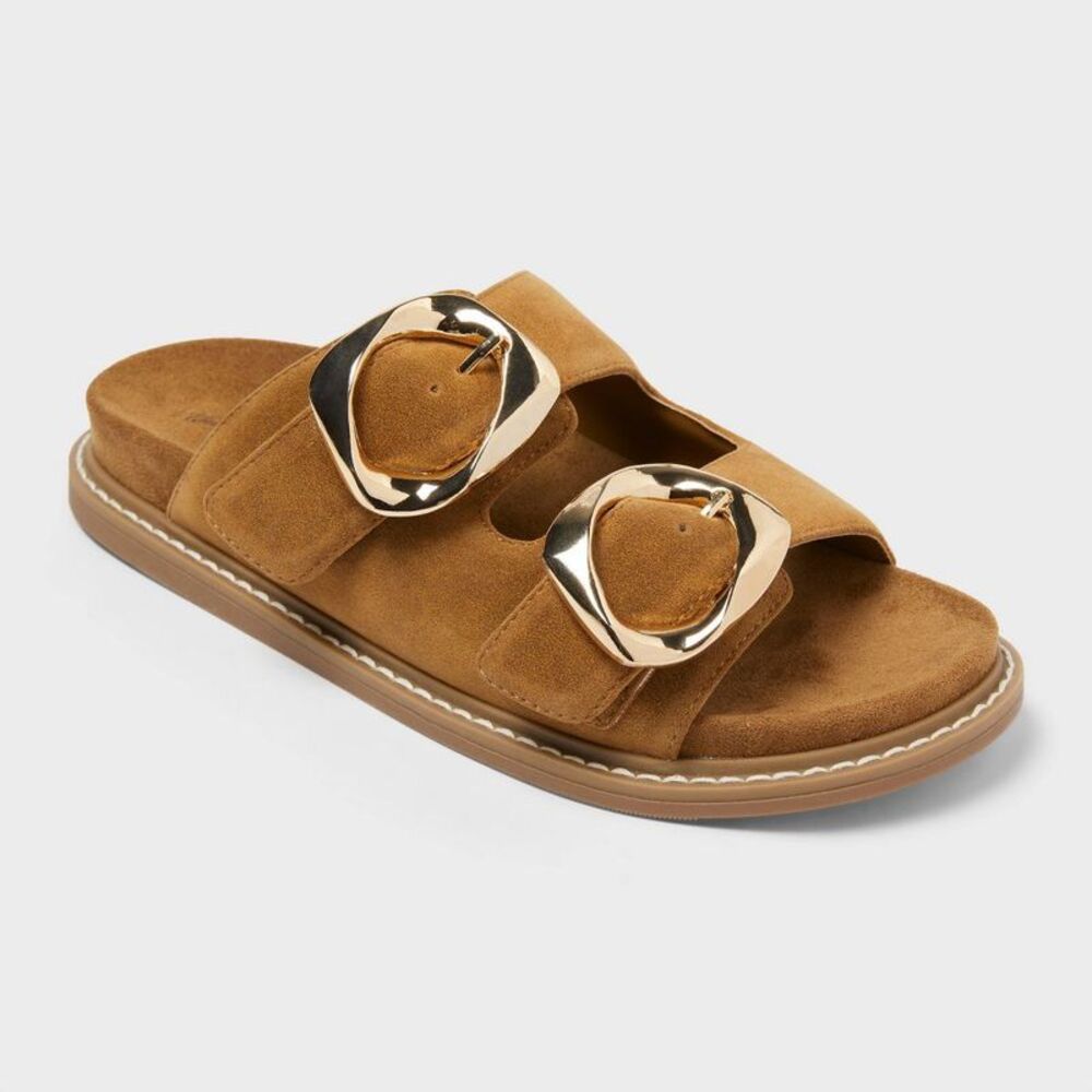 Women’s Wide Width Ashton Sandals with Memory Foam Insole -  Brown 9W